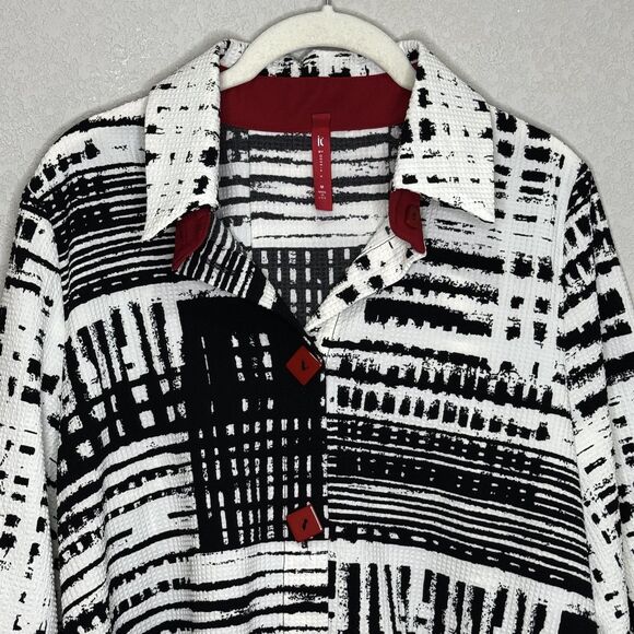 IC Collection by Connie K Jacket Womens Medium Black White Abstract Made USA - Picture 4 of 7